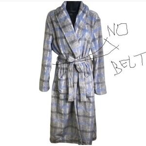 NWT NO BELT Nicole Miller Men Robe for Winter Gray Plaid color size S Sleepwear